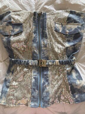 Strapless Denim Top Zipper front